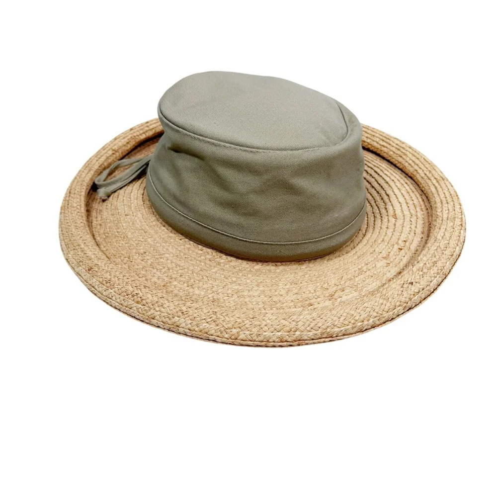 Scala Collection Wide Brim Sun Hat Olive Packable Drawstring Tie One Size OS